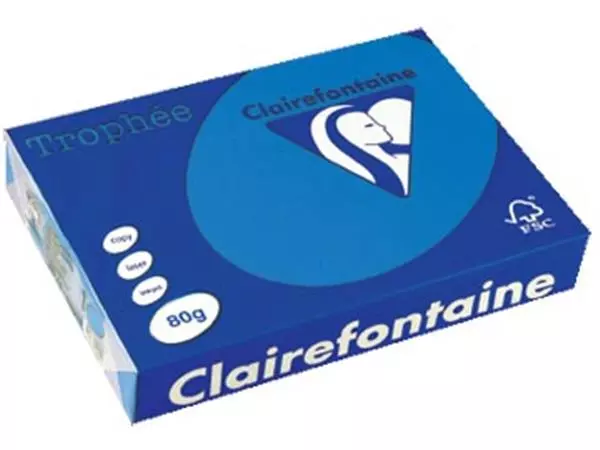 Een Clairefontaine Trophée Intens, gekleurd papier, A4, 80 g, 500 vel, turkoois koop je bij ShopXPress
