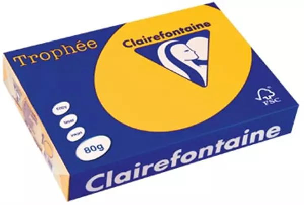 Een Clairefontaine Trophée Intens, gekleurd papier, A4, 80 g, 500 vel, zonnebloemgeel koop je bij ShopXPress