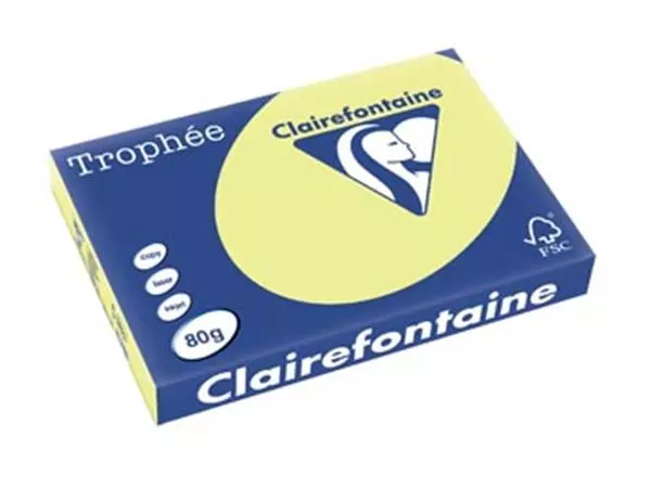 Een Clairefontaine Trophée Pastel, gekleurd papier, A3, 80 g, 500 vel, citroengeel koop je bij ShopXPress