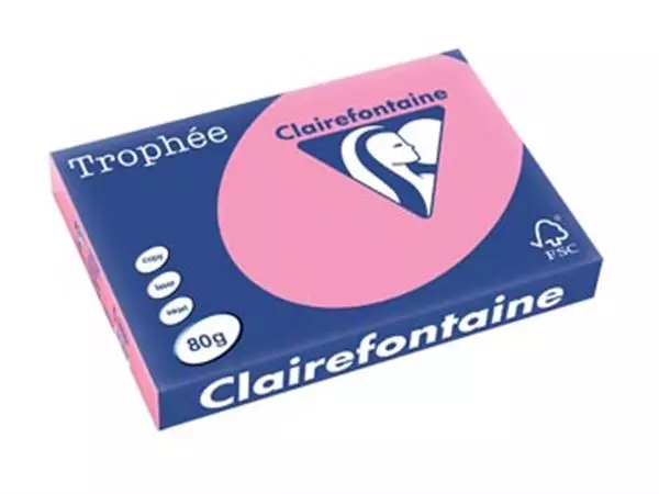 Een Clairefontaine Trophée Pastel, gekleurd papier, A3, 80 g, 500 vel, felroze koop je bij ShopXPress