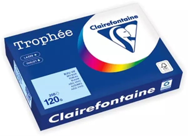 Een Clairefontaine Trophée Pastel, gekleurd papier, A4, 120 g, 250 vel, blauw koop je bij ShopXPress