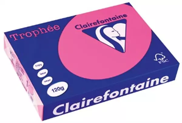 Een Clairefontaine Trophée Pastel, gekleurd papier, A4, 120 g, 250 vel, felroze koop je bij ShopXPress