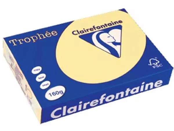 Een Clairefontaine Trophée Pastel, gekleurd papier, A4, 160 g, 250 vel, kanariegeel koop je bij ShopXPress