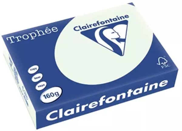 Een Clairefontaine Trophée Pastel, gekleurd papier, A4, 160 g, 250 vel, lichtgroen koop je bij ShopXPress