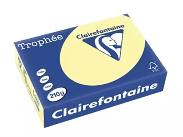 Een Clairefontaine Trophée Pastel, gekleurd papier, A4, 210 g, 250 vel, kanariegeel koop je bij ShopXPress