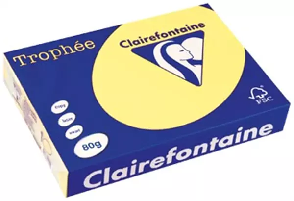 Een Clairefontaine Trophée gekleurd papier, A4, 80 g, 500 vel, citroengeel koop je bij ShopXPress