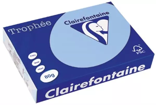 Een Clairefontaine Trophée gekleurd papier, A4, 80 g, 500 vel, helblauw koop je bij ShopXPress