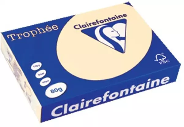 Een Clairefontaine Trophée gekleurd papier, A4, 80 g, 500 vel, ivoor koop je bij ShopXPress