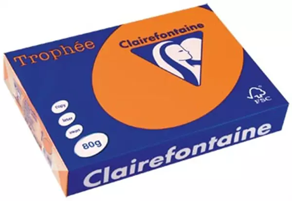 Een Clairefontaine Trophée gekleurd papier, A4, 80 g, 500 vel, oranje koop je bij ShopXPress