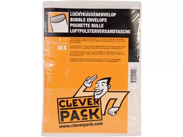 Een Cleverpack luchtkussenenveloppen, ft 150 x 215 mm, met stripsluiting, wit, pak van 10 stuks koop je bij ShopXPress