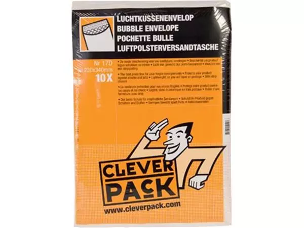 Een Cleverpack luchtkussenenveloppen, ft 230 x 340 mm, met stripsluiting, wit, pak van 10 stuks koop je bij ShopXPress