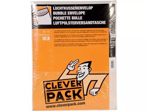 Een Cleverpack luchtkussenenveloppen, ft 270 x 360 mm, met stripsluiting, wit, pak van 10 stuks koop je bij ShopXPress