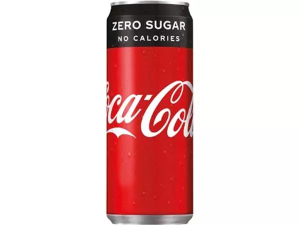 Een Coca-Cola Zero frisdrank, sleek blik van 33 cl, pak van 24 stuks koop je bij ShopXPress