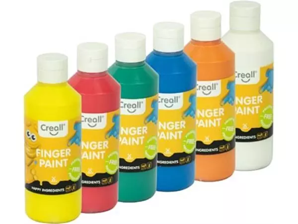 Een Creall vingerverf Happy, set met 6 flesjes van 250 ml in geassorteerde kleuren koop je bij ShopXPress