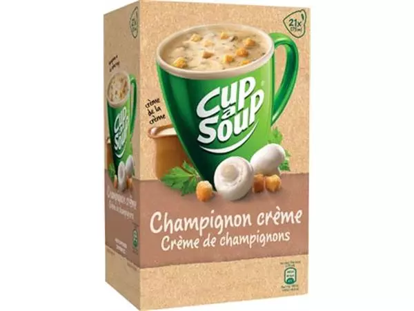 Een Cup-a-Soup champignon crème met croutons, pak van 21 zakjes koop je bij ShopXPress