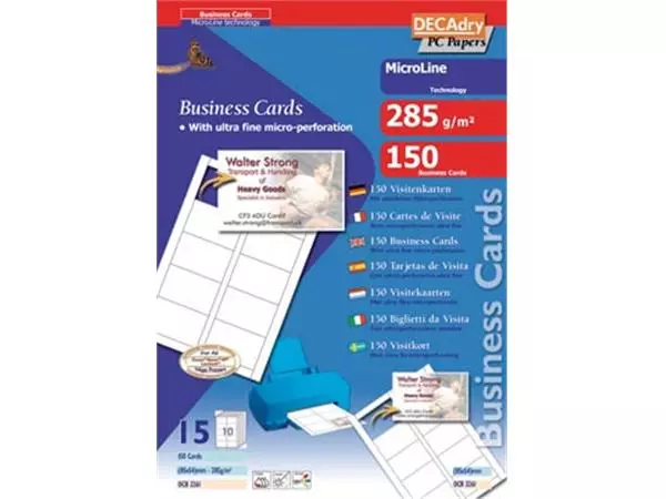 Een Decadry visitekaarten MicroLine ft 85 x 54 mm, 285 g/m², 150 kaartjes koop je bij ShopXPress