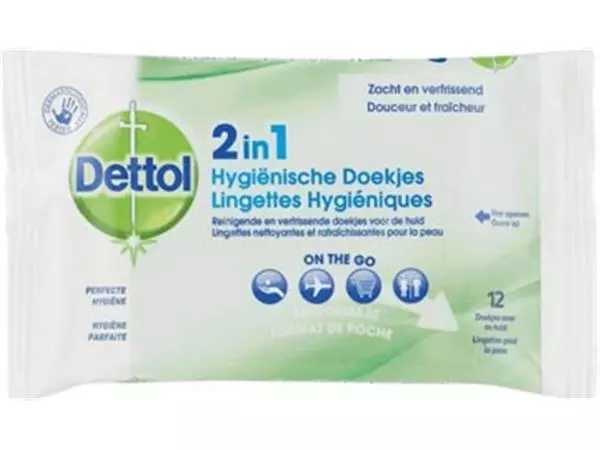 Een Dettol reinigingsdoekjes 2-in-1, pak van 12 stuks koop je bij ShopXPress