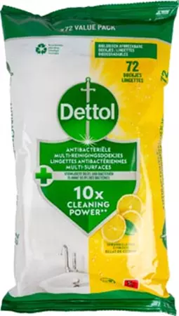 Een Dettol reinigingsdoekjes citrus, pak van 72 stuks koop je bij ShopXPress