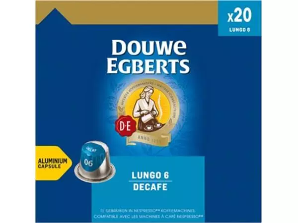 Een Douwe Egberts Lungo Decaf koffiecapsules, pak van 20 stuks koop je bij ShopXPress