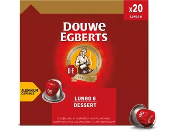 Een Douwe Egberts Lungo Dessert koffiecapsules, pak van 20 stuks koop je bij ShopXPress