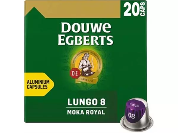 Een Douwe Egberts Lungo Moka koffiecapsules, pak van 20 stuks koop je bij ShopXPress