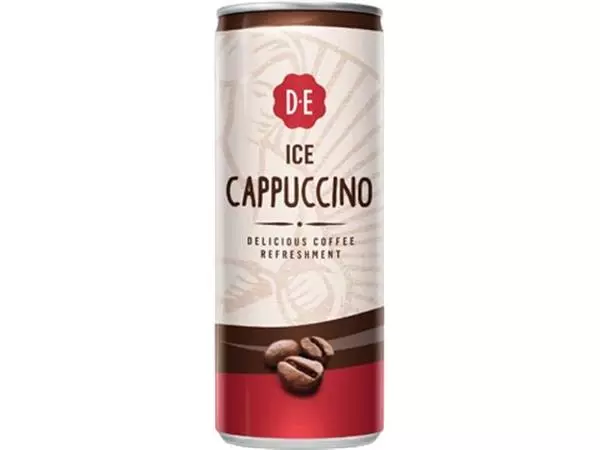 Een Douwe Egberts ice coffee, Cappuccino, blik van 25 cl, pak van 12 stuks koop je bij ShopXPress