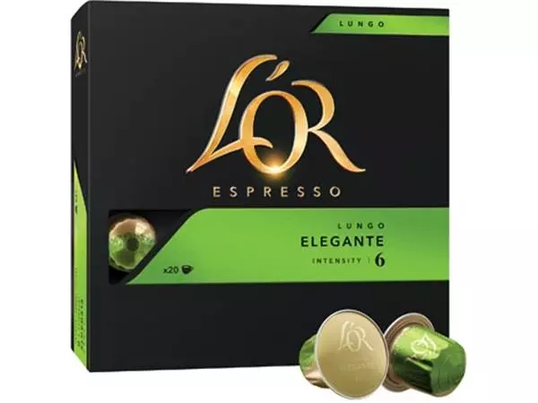 Een Douwe Egberts L'Or Intensity koffiecapsules, Lungo Elegante, pak van 20 stuks koop je bij ShopXPress