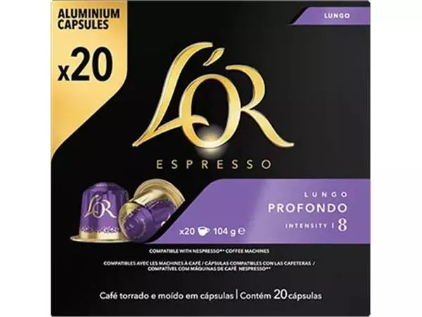 Een Douwe Egberts L'Or Intensity koffiecapsules, Lungo Profondo, pak van 20 stuks koop je bij ShopXPress