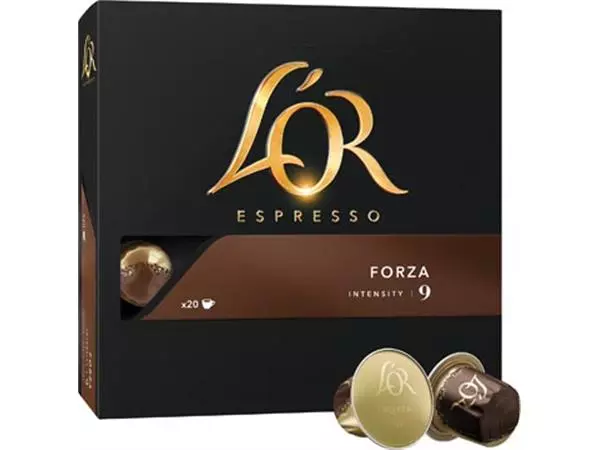 Een Douwe Egberts L'Or Intensity koffiecapsules, Forza, pak van 20 stuks koop je bij ShopXPress