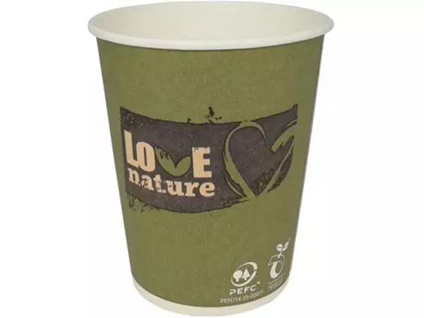 Een Drinkbeker Love Nature, uit karton, 150ml, pak van 100 stuks koop je bij Supplierz BV