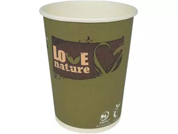 Een Drinkbeker uit karton Love Nature, 200 ml, pak van 50 stuks koop je bij Supplierz BV