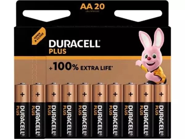 Een Duracell batterij Plus 100% AA, blister van 20 stuks koop je bij ShopXPress