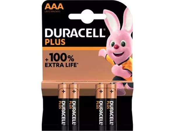 Een Duracell batterij Plus 100% AAA, blister van 4 stuks koop je bij ShopXPress