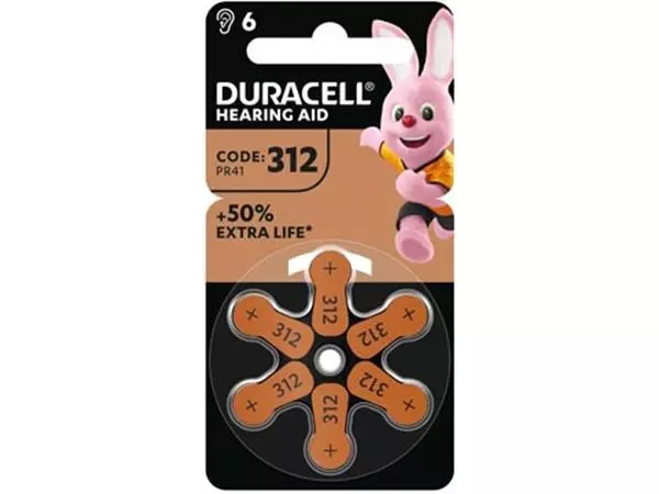 Een Duracell hoortoestelbatterijen DA312, blister van 6 stuks koop je bij ShopXPress