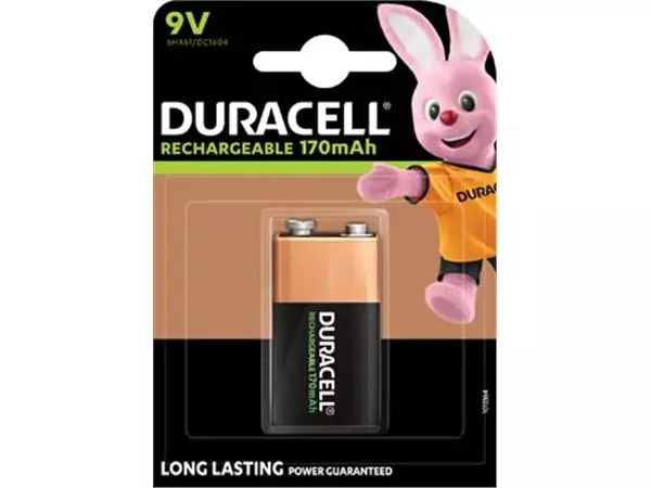 Een Duracell oplaadbare batterij 9V, op blister koop je bij ShopXPress