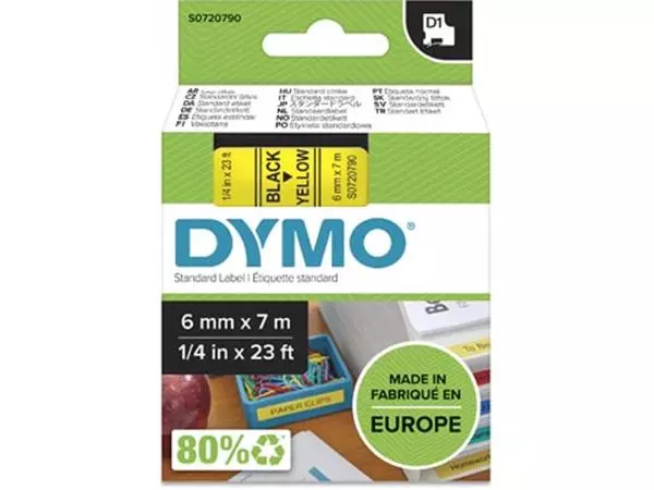Een Dymo D1 tape 6 mm, zwart op geel koop je bij ShopXPress
