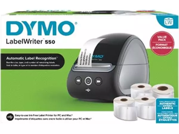 Een Dymo LabelWriter 550 Value Pack: 1x 2112722 + 1x 11354 + 1x99015 + 1x11356 + 1x1976411 koop je bij ShopXPress