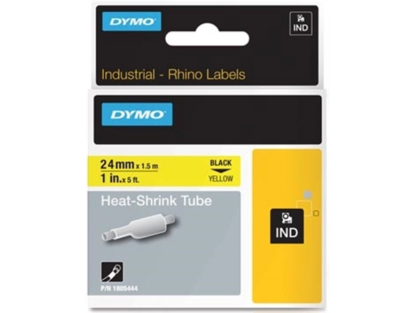 Een Dymo RHINO krimpkous 24 x 1,5 mm, zwart op geel koop je bij Supplierz BV