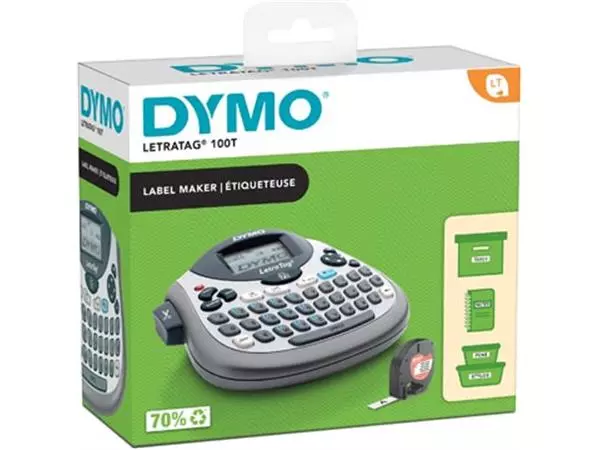 Een Dymo beletteringsysteem LetraTag LT-100T, inclusief 1 LT-tape, azerty koop je bij ShopXPress