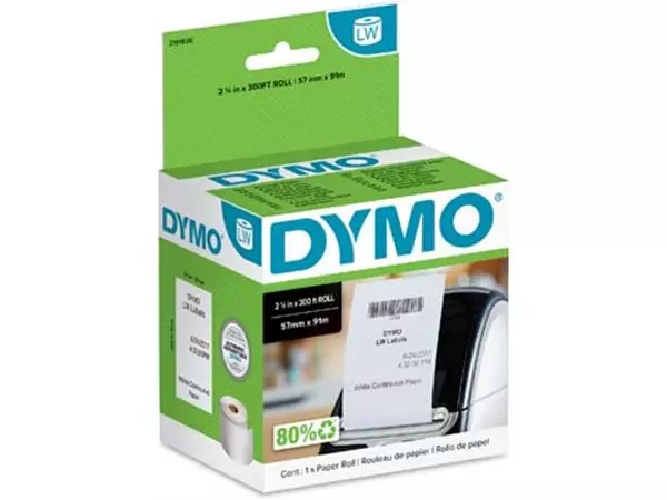 Een Dymo doorlopende labelrol LabelWriter, wit, ft 57 mm x 91 m koop je bij ShopXPress