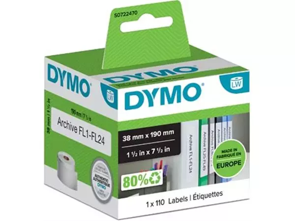 Een Dymo etiketten LabelWriter ft 190 x 38 mm, wit, 110 etiketten koop je bij ShopXPress