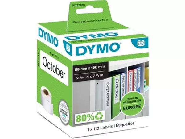 Een Dymo etiketten LabelWriter ft 190 x 59 mm, wit, 110 etiketten koop je bij ShopXPress