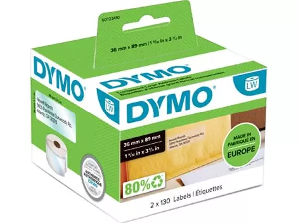 Een Dymo etiketten LabelWriter ft 89 x 36 mm, transparant, 260 etiketten koop je bij ShopXPress