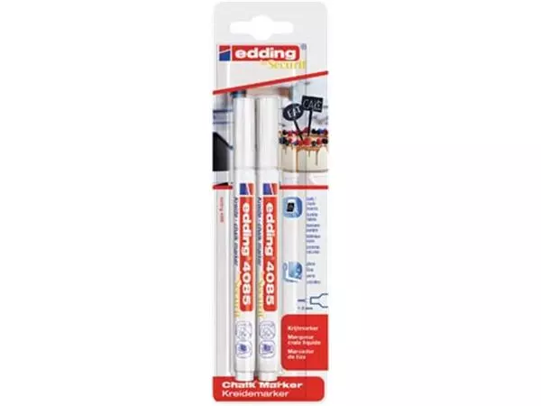 Een Edding Krijtmarker e-4085, ronde punt van 1 - 2 mm, blister van 2 stuks, wit koop je bij ShopXPress