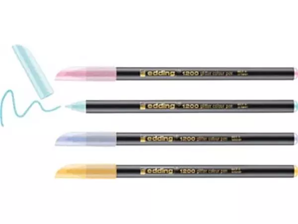 Een Edding glitter viltstift e-1200, assorti pastel, set van 4 stuks koop je bij ShopXPress