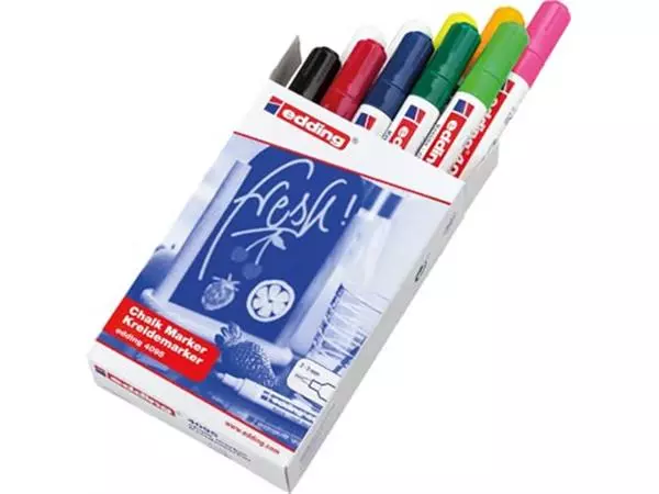 Een Edding krijtmarker e-4095, geassorteerde kleuren, doos van 10 stuks koop je bij ShopXPress