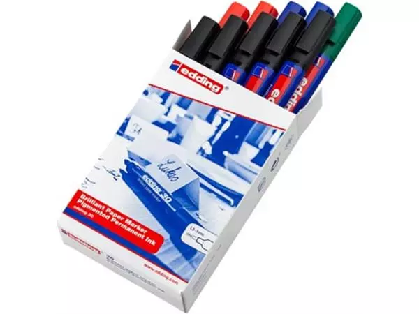 Een Edding merkstift brilliant paper marker e-30, doosje van 10 stuks, assorti koop je bij ShopXPress