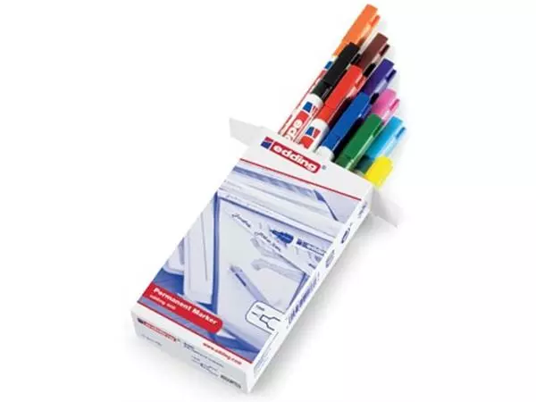 Een Edding permanent marker 400, doos van 10 stuks in geassorteerde kleuren koop je bij ShopXPress
