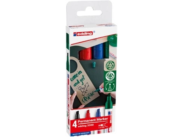 Sie können einen Edding permanent marker E-3300, geassorteerde kleuren, blister van 4 stuks bei Supplierz BV kaufen