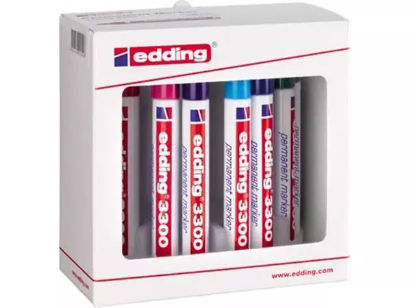 Een Edding permanent marker e-3300 doos van 10 stuks in geassorteerde kleuren koop je bij ShopXPress